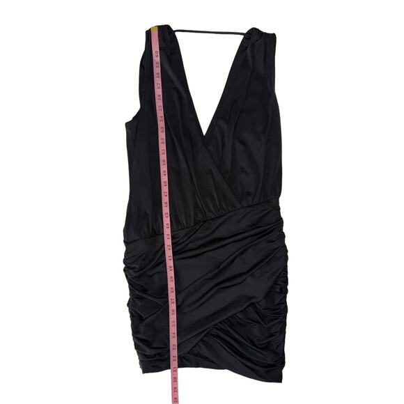 Michael Costello x Revolve Mina Ruched Plunging Neckline Sleeveless Mini Dress S - Picture 9 of 11